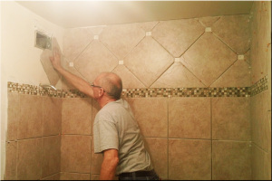 Old man cleaning Bathroom